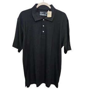 Cutter and Buck CB Dry Tec Luxe Black Golf Polo Comfort Quick Dry SS Shirt L NWT